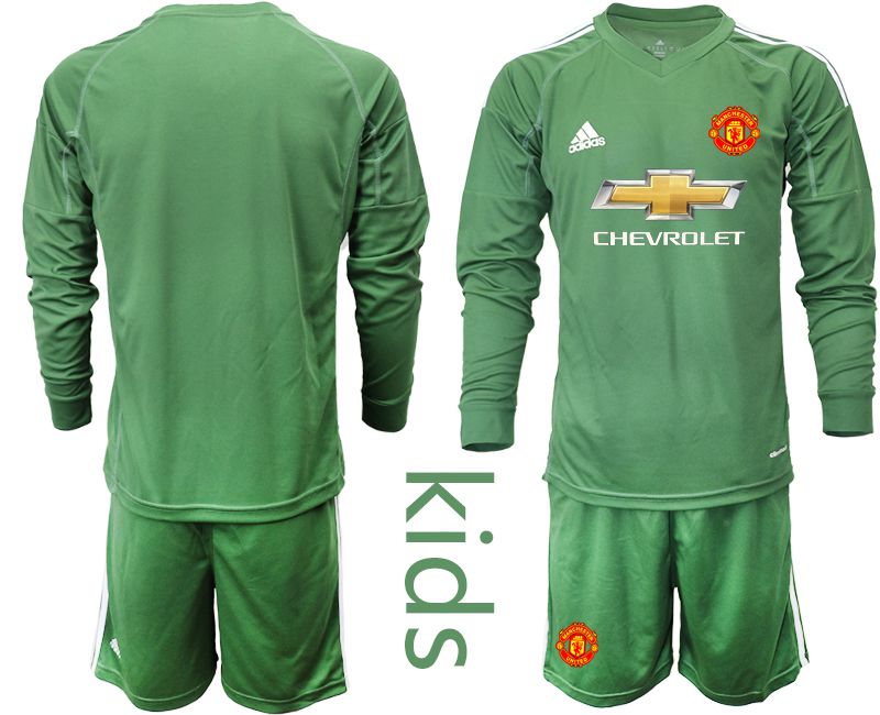 Youth 2020-2021 club Manchester United army green long sleeve goalkeeper Soccer Jerseys